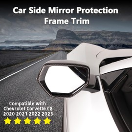 Car Side Mirror Trim Frame Compatible with Corvette C8 Stingray 2020-2023,Self-Adhesive Protective Frame For C8 Rearview Mirror 2PCS,Made of ABS Plastic (ABS Carbon)