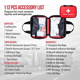 SlimK 112 piezas de primeros auxilios para coche, kit de emergencia para el hogar, médico, camping, oficina, viajes, kit compacto