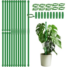 Plant Stakes 17 inch,SupKing Adjustable Length Plant Support Stake 20Pcs Orchid Sticks with Clips for Indoor Outdoor,Garden Poles for Potted Tomato Rose Amaryllis Vegetables Comes with 20 Ties
