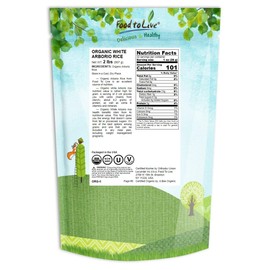 Organic Arborio Rice, 2 Pounds – Non-GMO, Short-Grain White Rice Variety, Superfino, Vegan, Kosher, Bulk. Creamy Texture. Good Source of Protein. Product of Italy. Perfect for Risotto.