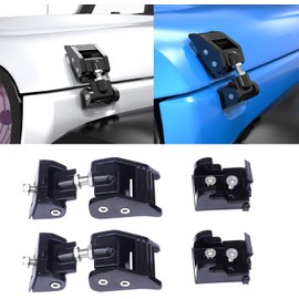 Hood Latch, Adjustable Hood Lock Kit for Jeep Wrangler JK JKU 2007-2018 and 2018-2023 Jeep Wrangler JL JLU (Black)