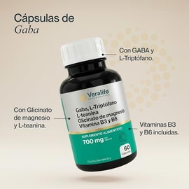 VERALIFE | Suplemento Alimenticio | L-triptofano, Gaba - L-Teanina - Magnesio - 60 Tabletas | 100gr Multivitaminico para Hombres - Multivitaminico par
