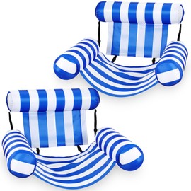 VioraWhite 2 Pack Inflatable Pool Float Chair for Adult Floating Lounge Chairs Blow up Pool Noodles for Adult Heavy Duty Party Floating Chair for Water Beach Summer Lake Fun