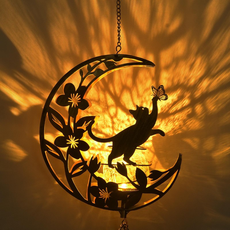 Solar Moon Cat Decorative Light Gift, Solar Moon Cat Decorative