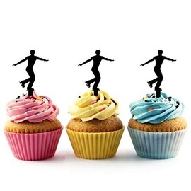 Ice Skating Ice Skate Silhouette Acrylic Cupcake Toppers 12 pcs