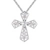 Bungsa Crystal Women's Necklace "Cross" Silver 45 cm - Large