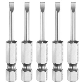 HARFINGTON 5pcs SL3 Slotted Screwdriver Bits 3mm Slotted Tip 1/4" Hex Shank 50mm (2") Long Magnetic Flat Head S2 Steel Screw Driver Drill Bits Industrial Power Tools