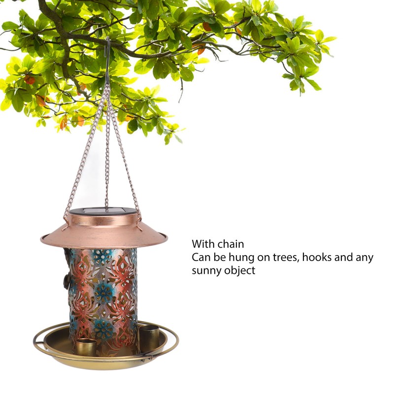 Solar Bird Feeder for Outdoors Hanging Exquisite Hollow Pattern Waterproof