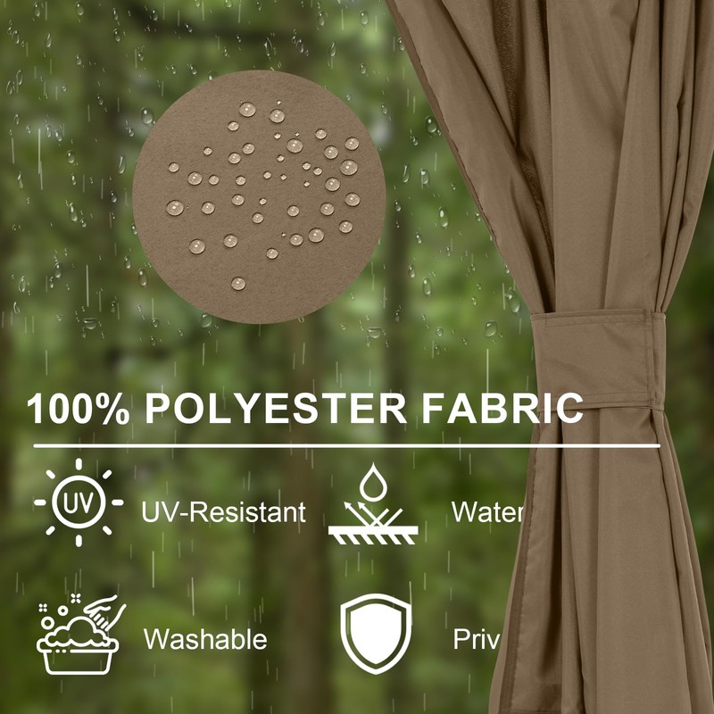 BPS 10' x 10' Gazebo Privacy Curtains with Double Zipper,