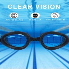 Blithetic Adult Anti Fog Swim Goggles, Shortsighted Myopia Swimming Goggles for Nearsighted Vision Black -2.0 (200°)