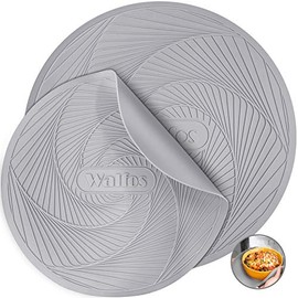 Silicone Microwave Mats, Walfos Heat Resistant Multi-Purpose Microwave Trivet Mat, Non-Slip, BPA Free and Dishwasher Safe, Perfect for Microwave, Oven, Hot Pan, Set of 2, Grey