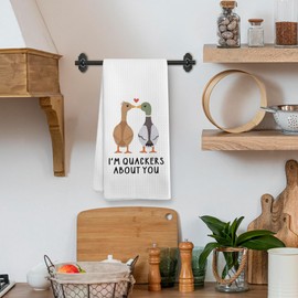 XNXLDYLH Valentines Day Duck Kitchen Towels, Duck Valentines Couple Gifts for Women Men Kids, I'm Quackers About You, Mallard Duck Valentines Decor Dish Hand Tea Towels for Bathroom Kitchen,16x24 Inch