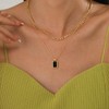 XYWstore Women's Alloy Double-Layer Square Pendant Cuban Chain Necklace, Gold