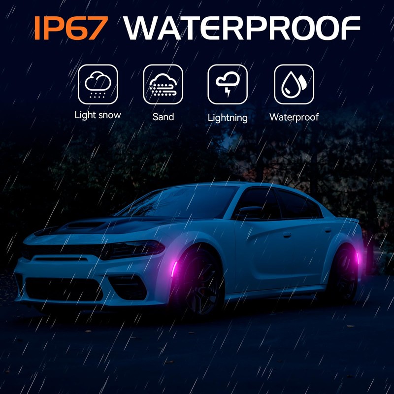 FetonAuto Dynamic Pink Purple LED Side Marker Lights for Dodge