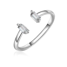 Glanzstücke München Women's Ring 925 Sterling Silver with Zirconia Stacking Ring Open Silver Ring, 48, Silver, Cubic Zirconia