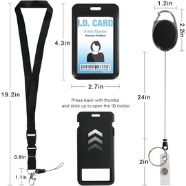 Retractable Badge Reel Heavy Duty Detachable Lanyard ID Card Holder Vertical Card Protector Key Chain Name Tag Clip for Office School (Green)