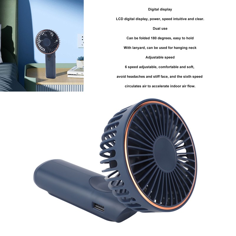 Handheld Fan 180 Degree Foldable Small Fan 6 Speed USB