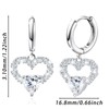 Sterling Silver Dangle Hoop Earrings Charms Lover Heart with White