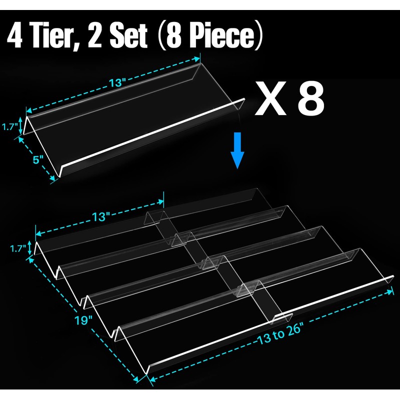 Antimbee Spice Drawer Organizer, 4 Tier- 8 Pack Kitchen Spice