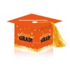Topfunyy 2024 Graduation Party Card Box, Orange Gold Congrats Cap Card Holder Box with Tassel for 2024 Graduation Party Decoration
