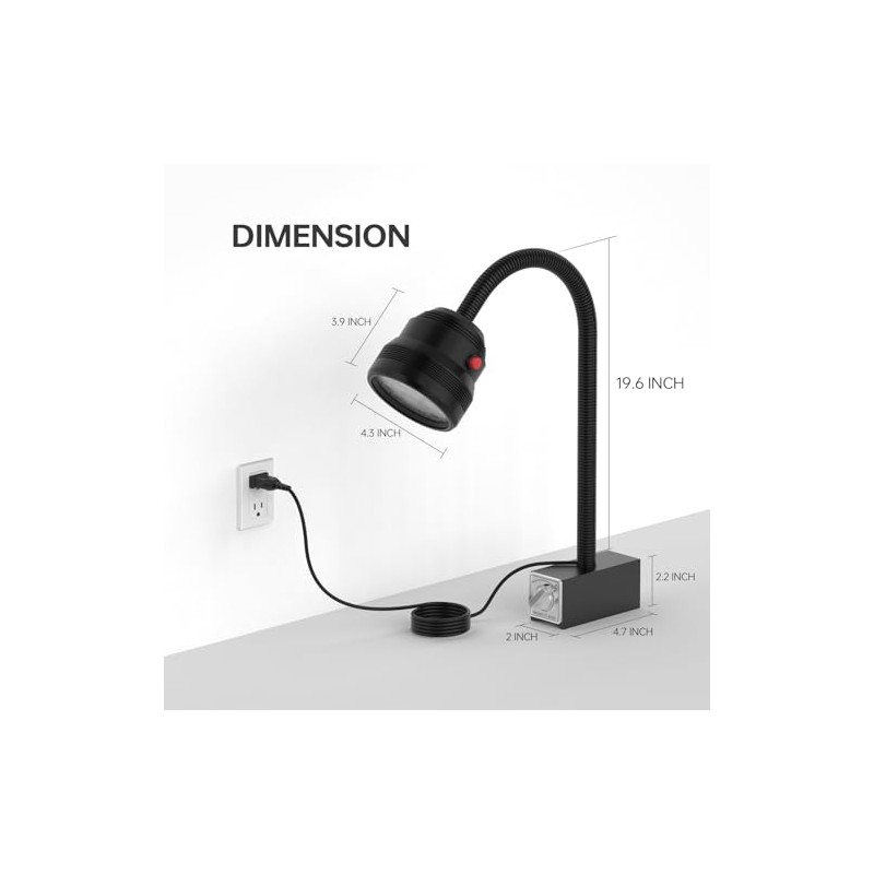 Magnetic Work Light,18W Machine Light with 12T Base,1800 Lumens Flexible