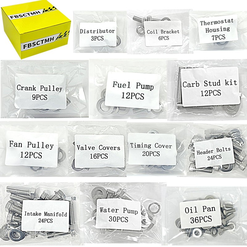304 Stainless Steel Small Block Hex Bolt Kit Compatible with