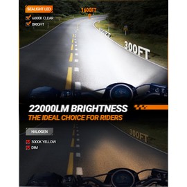 SEALIGHT ATV H4 Motorcycle Bulbs, Design For Powersport and Motorcycle Bike Bulb, 22000LM H4/9003/HB2 Motorbike Bulb, Plug and Play or Fog Lights - 1 Pack