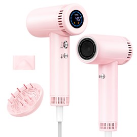 Hair Dryer for Women - 160,000 RPM Ionic Blow Dryer - High Speed Fast Drying Professional Hairdryer, 9 Temps Set, 500 Million Negative Ions, Lightweight 0.8lb for Travel, Auto Clean, Nozzle, Diffuser