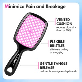 Aussumy Vented Detangling Hair Brush - 4 Pack Detangler Hairbrush with Soft Bristles for Effortless Tangle Free - Ideal for Wet Dry or Damaged Hair for Women Men Kids