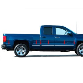 Made in USA! Compatible with 2014-2018 GMC Sierra Double Cab 5.8' Bed Body Side Molding Trim Below Body Line 1 1/4'' Wide 12PC Overlay