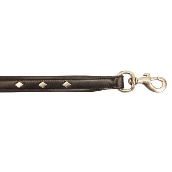 Derby Dog Designer Series Leash with Padded Handle & Diamond Shaped Studs USA Leather (4', Black)