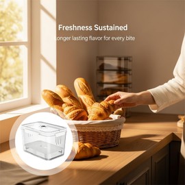 Toyosport 2 Pcs Airtight Bread Box, Bread Storage Container, Bread Loaf Container with Time Recording, Large 5500ML & Small 2300ML