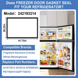 242193214 Refrigerator Door Gasket Compatible with Frigidaire, Kenmore, Crosley Freezer Door Seal Replaces for 3016410 AP5688453 PS7784010 EAP7784010