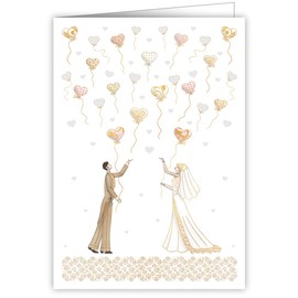 Quire Mac Classic Card Wedding Heart Balloons, Cream, 115 x 163mm