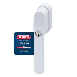 ABUS FG400 Lockable Window Handle - With Push Cylinder and Key - Child Lock and Burglary Protection - Universal Fit - Keyed Alike AL0089 - Security Level 5 - White