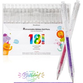 SMOOTHERPRO SMOOTHERPRO Metallic Gelstifte | Glitzer Einziehbare Gelstifte Set | 18 Stück Gelschreiber | für Gästebuch Malbücher Karten Schreiben Zeichnen und Skizzieren (GRP018N) | 1,0 mm Spitze | 18 Farben