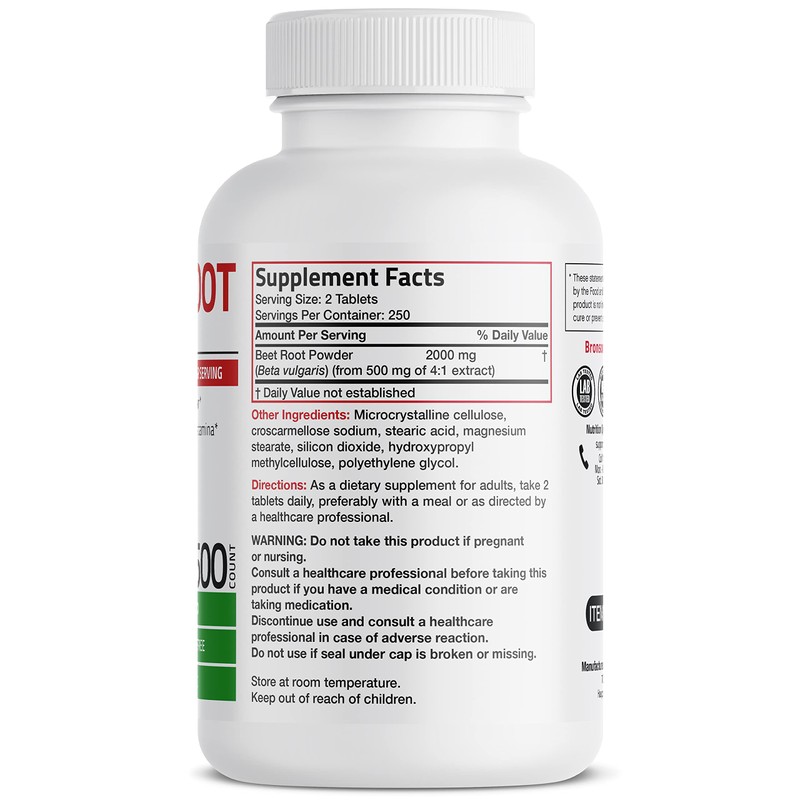 Bronson Beet Root 2000mg Extra Strength 2000mg Per Serving Non-GMO,