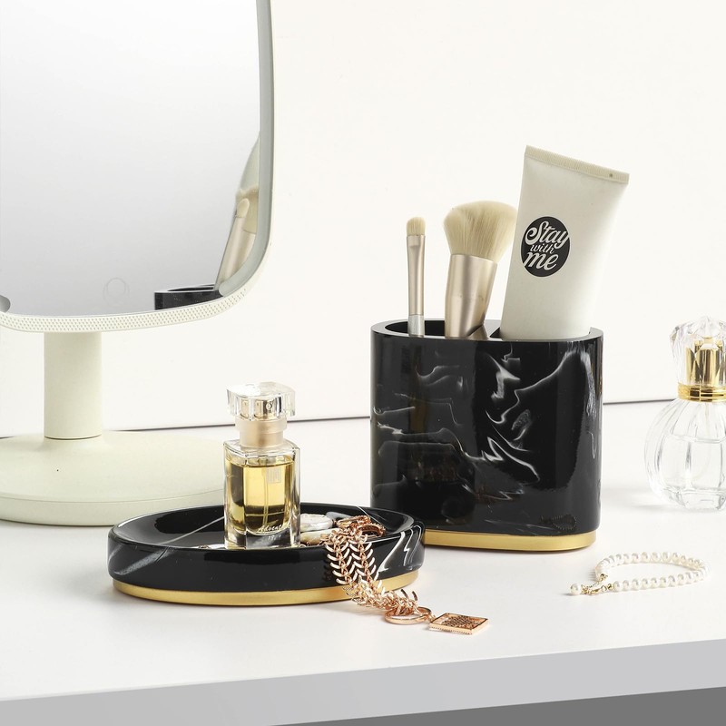5-Piece Bathroom Counter Top Accessory Set - Dispenser for Liquid