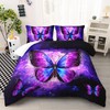 AILONEN Beautiful Butterfly Comforter Set Twin Size, Glowing Purple Butterfly