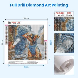 Bowetile Dog Diamond Art Kits for Adults Beginners, 5D Diamond Painting Boy Kiss Kits, DIY Full Round Drill Diamond Dots Paintings Picture Gem Art Craft Gifts for Home Wall Decor 12x12 Inch