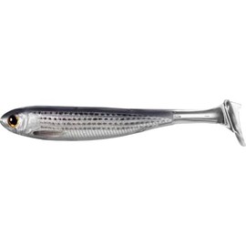 LiveTarget Slow-Roll Mullet Paddle Tail, Silver/Black, 5"