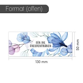 dv_1292 Set of 50 Tears of Joy Banderoles I Blue Flowers 13 x 5 cm
