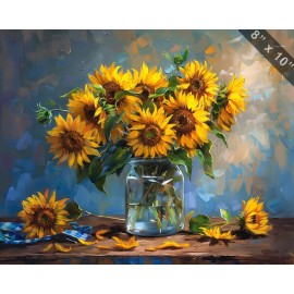 Sunflowers in a Glass Jar oil painting --ar 54 dfccfa7f-6a9f-