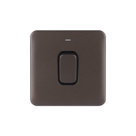 Schneider Electric Lisse Screwless Deco - Single High Current Light Switch with Neon Indicator, Double Pole, 50 A, GGBL4011BMB, Mocha Bronze with Black Insert