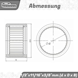 Parts and Parts Needle sleeve SCE 86 1/2 inch x 11/16 inch x 3/8 mm DIN618 ISO 3245