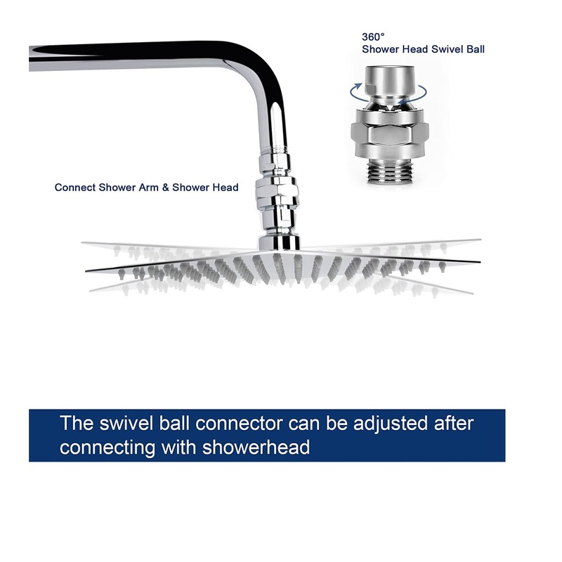 ieron Shower Head Extension, 360° Rotating Ball Swivel Adapter, Head