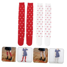 OFFSCH 2Pairs Valentine's Day Women Socks with Heart Pattern Stylish and Comfortable Women's Socks for Celebrating Love and Affection