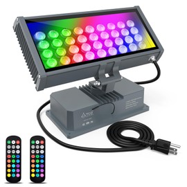 LED Wall Washer Flood Lights with RF Remote, 144W RGBW Color Changing Wash Lighting Waterproof Heavy-duty LED Wall Washing Light for Outdoor & Indoor Lighting Projects, Hotels, Church, Building, House