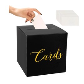 GIDWRIY Cardbox 22 X 22 X 22 Cm,Spendenbox Papier,Einwurfbox Schwarz Pappe,Box Geschenkkarten,Briefbox Hochzeit,Briefkasten Hochzeitspost,Wedding Cards Box,Wahlurnenbox,Kartonschachteln Mit Schlitz