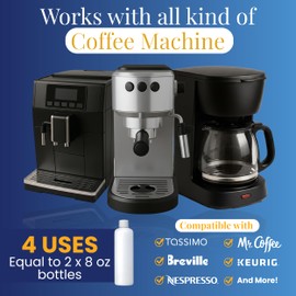 REVIV Coffee Maker Descaling Solution (4 Uses) 16.9 fl oz – Universal Coffee Descaler for Keurig, Nespresso, Breville & Delonghi Machines – Descaler for Multi-Cup & Single Serve Brewers